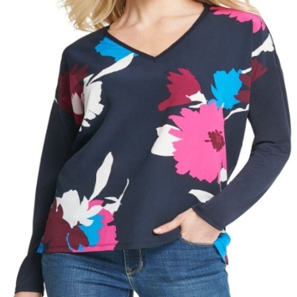 🌻Dkny floral Print Colorblocked Top size small - Picture 6 of 6